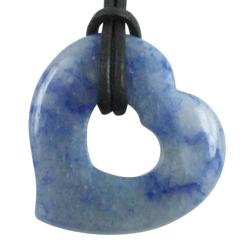 Donut coeur 30mm quartz bleu ou aventurine bleue Brsil A