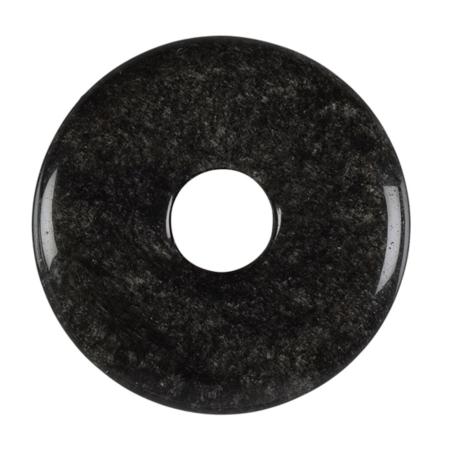 Donut ou PI Chinois obsidienne argentée (4cm)