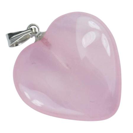 Pendentif quartz rose cœur acier inoxydable (20mm)