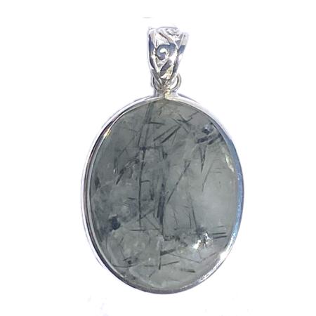 Pendentif quartz tourmaline argent 925
