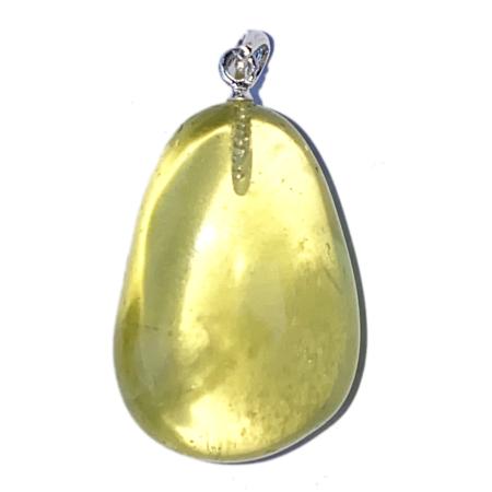 Pendentif quartz citron pierre roulée boucle argent 925