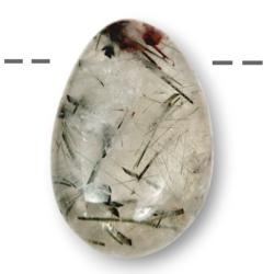Pendentif quartz avec inclusions d'actinolite Brsil A (pierre troue) + cordon