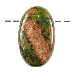 Pendentif unakite ovale Afrique du Sud A (pierre trouée) + cordon en cuir