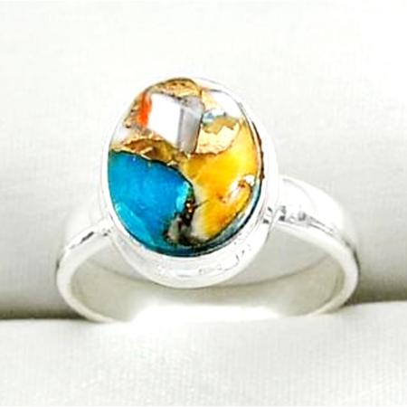 Bague turquoise Spiny Oyster Arizona (Kingman) AAA argent 925 - Taille 53