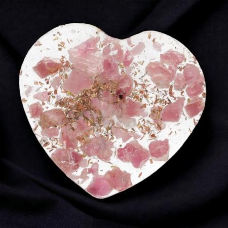 Coeur Orgonite tourmaline rose 30mm