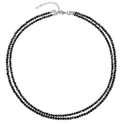Collier spinelle noir double brins (perles facettées 3mm)