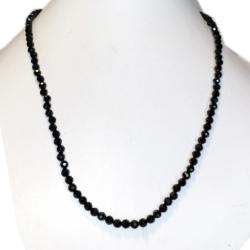 Collier spinelle noire Thaïlande AA (perles facettées 3-4mm) - 45cm