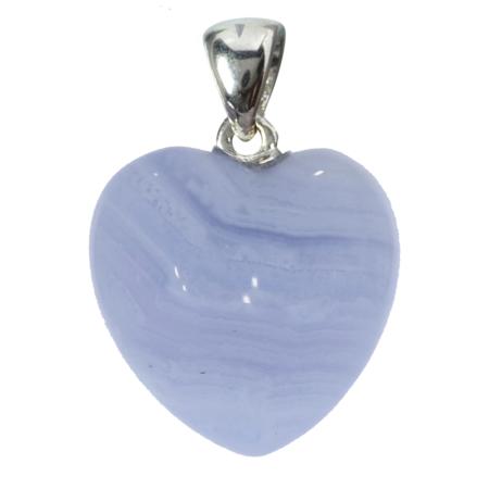 Pendentif coeur calcédoine bleue 20mm