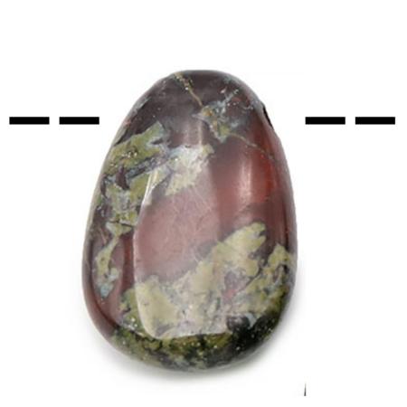 Pendentif jaspe sang de dragon Brésil A (pierre trouée) + cordon en cuir