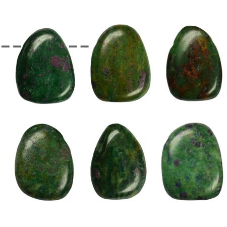 Pendentif rubis sur fuschite Inde AB (pierre trouée) + cordon cuir