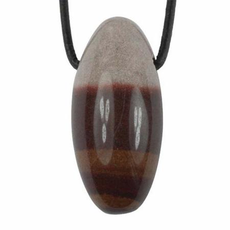 Pendentif Shiva Lingam Inde A (pierre trouée) + cordon en cuir