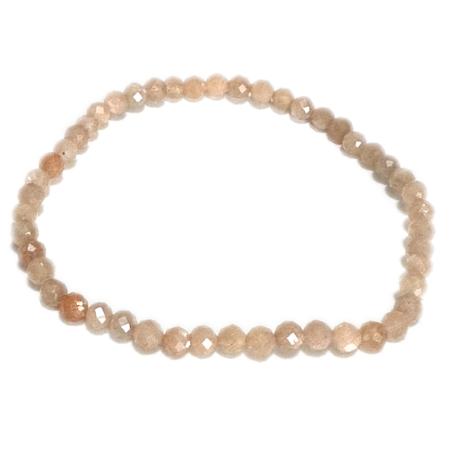 Bracelet pierre de lune orangée Inde AA (perles facettées 2-3mm)
