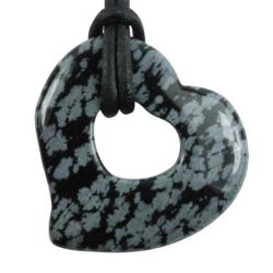 Donut coeur 30mm obsidienne neige Mexique A