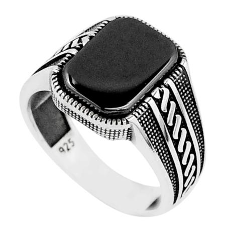 Bague homme Onyx argent 925 AA - Taille 63
