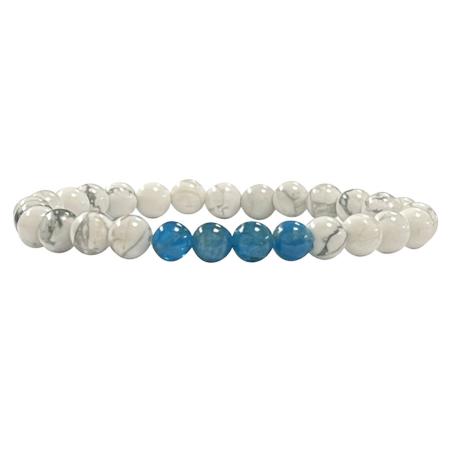Bracelet multi howlite apatite bleue A+ (boules 5-6mm)