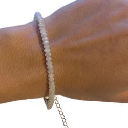 Bracelet pierre de lune perles facettées argent 925
