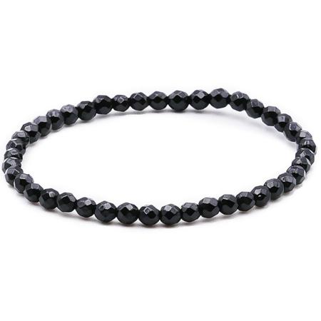 Bracelet spinelle noir (perles facettées 3-4mm)