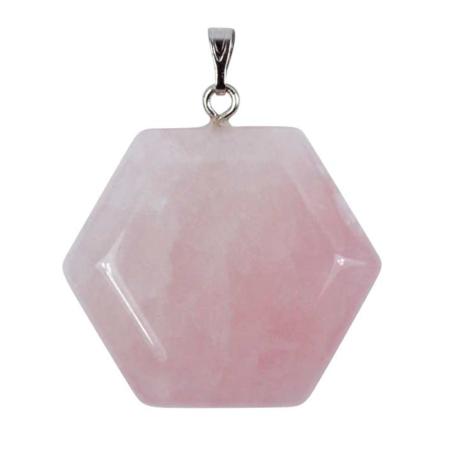 Pendentif hexagone quartz rose