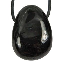 Pendentif tourmaline noire Brésil AA (pierre trouée) + cordon 