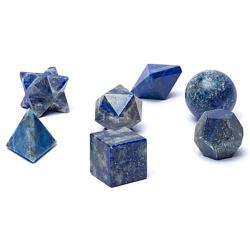 Ensemble de 7 pièces en Lapis Lazuli géométrie sacrée