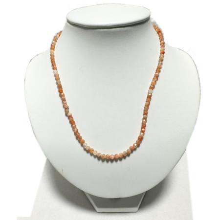 Collier pierre de soleil perles facettées Inde AA 45-50cm