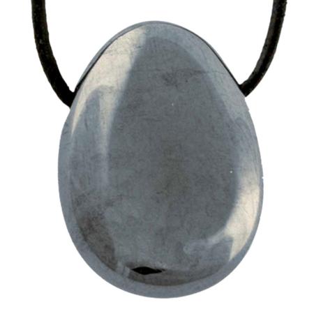 Pendentif Hématite (pierre trouée) + cordon cuir
