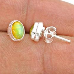 Boucles d'oreilles opale Welo Ethiopie AAA argent 925