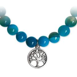 Bracelet arbre de vie agate teintée bleue A (boules 7-8mm)