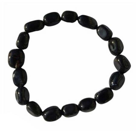 Bracelet onyx noir Brésil A (pierres roulées 10-12mm)