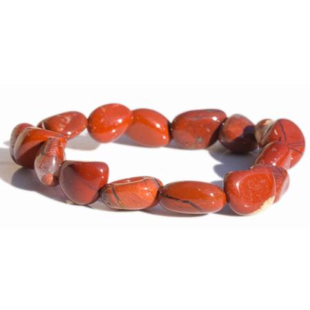 Bracelet jaspe rouge A (pierres roulées 10-12mm)
