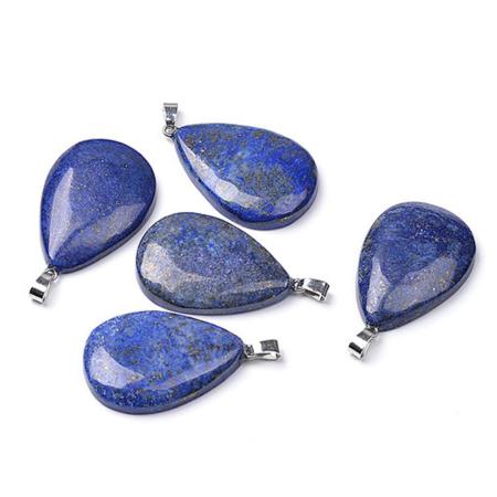 Pendentif lapis lazuli Afghanistan A goutte acier inoxydable