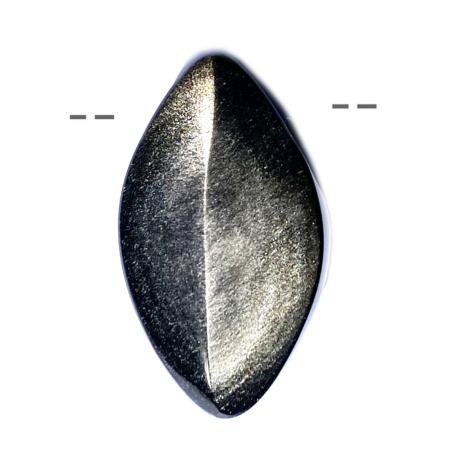 Pendentif obsidienne argentée Mexique AAA pierre trouée + cordon 