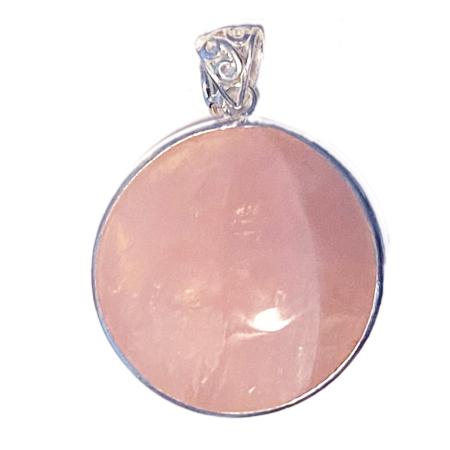 Pendentif quartz rose argent 925