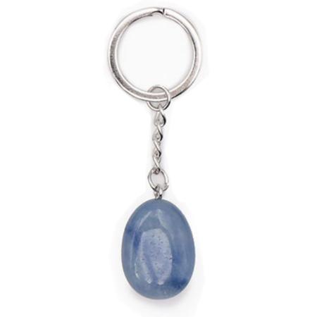 Porte clefs aventurine bleue ou quartz bleu Brésil A pierre roulée