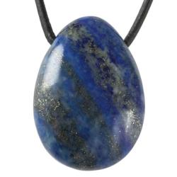 Pendentif lapis lazuli (pierre trouée) + Cordon en cuir
