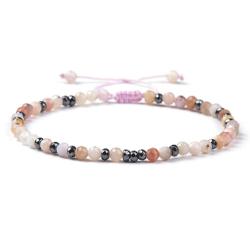 Bracelet Shamballa multi opale rose et hématite (perles facettées 3-4mm)
