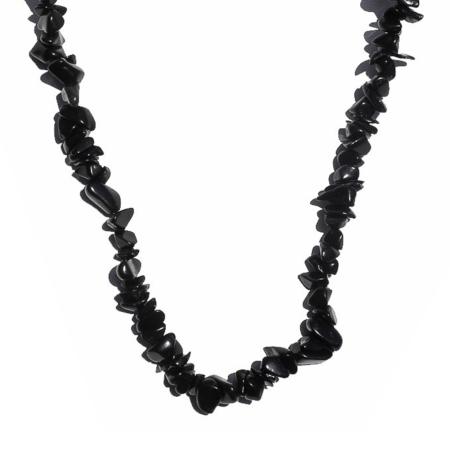 Collier onyx noir (pierres baroques) - 45cm