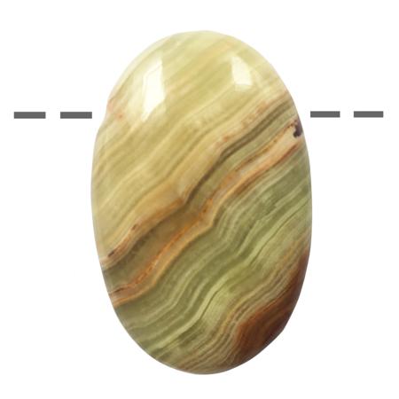 Pendentif aragonite verte ovale (pierre trouée) + cordon en cuir