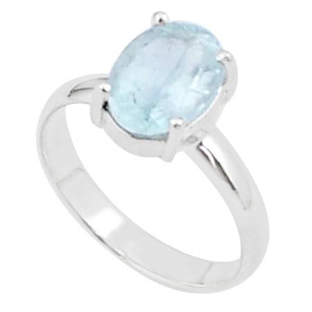 Bague aigue marine Namibie argent 925 AAA - Taille 57
