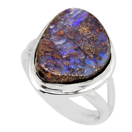 Bague opale boulder Australie AA argent 925 - Taille 55