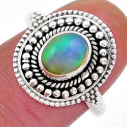 Bague opale Welo Ethiopie AAA argent 925 - Taille 58