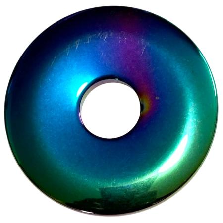 Donut ou PI Chinois hématite arc en ciel (4cm)