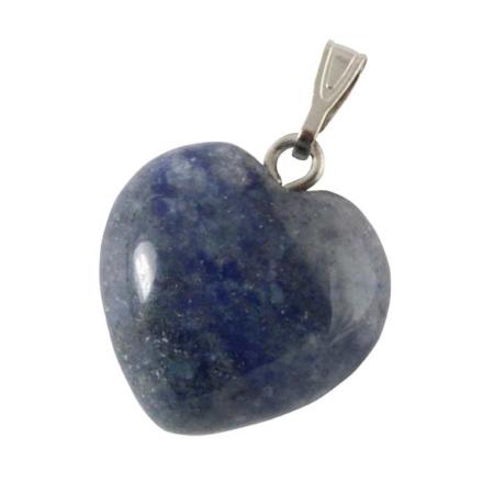 Pendentif coeur aventurine bleue quartz bleu Brésil A acier inoxydable (15mm)