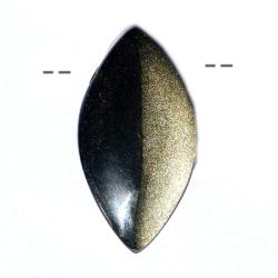 Pendentif obsidienne dore Mexique AAA pierre troue + cordon