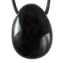 Pendentif onyx noir Inde A  (pierre troue) + cordon