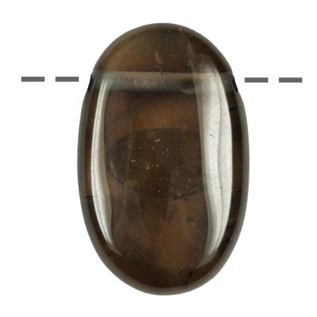 Pendentif quartz fumé ovale Etats-Unis A (pierre trouée) + cordon en cuir