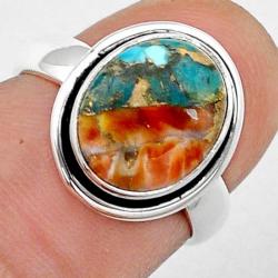 Bague turquoise Spiny Oyster Arizona (Kingman) AAA argent 925 - Taille 49