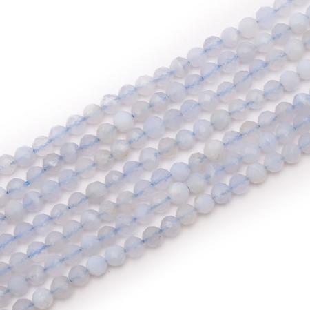 Fil calcédoine bleue Namibie A perles facettées 3-4mm