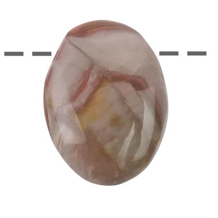 Pendentif jaspe polychrome ovale (pierre trouée) + cordon en cuir
