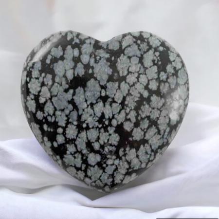 Coeur obsidienne neige Mexique A 30mm